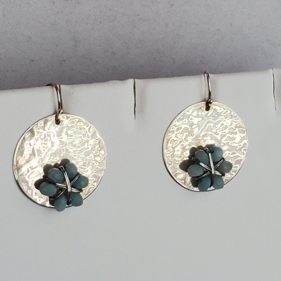 Silpada Sterling 925 Quartzite Flower Blossom Disc Earrings - Picture 2 of 7